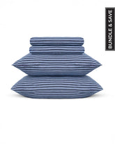 Classic Micro Twill Stripe Melange Sheet Set Indigo