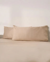 Signature Percale Solid Pillowcase Set Beige