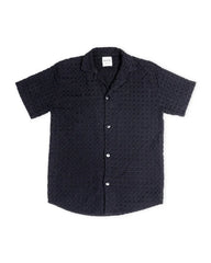 Orb Button Down Waffle Shirt - Black - Mens