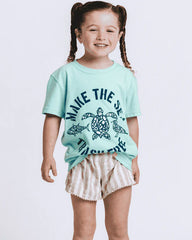 Sunrise Turtle SS Tee - Sapphire Blue