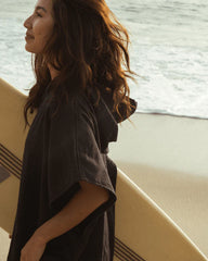 Classic Stripe Hooded Poncho Sand