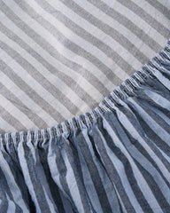 Classic Micro Twill Stripe Melange Fitted Sheet Indigo